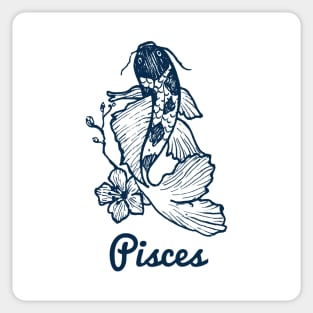 Pisces Zodiac Horoscope with Fish with Flower Sign and Name Sticker